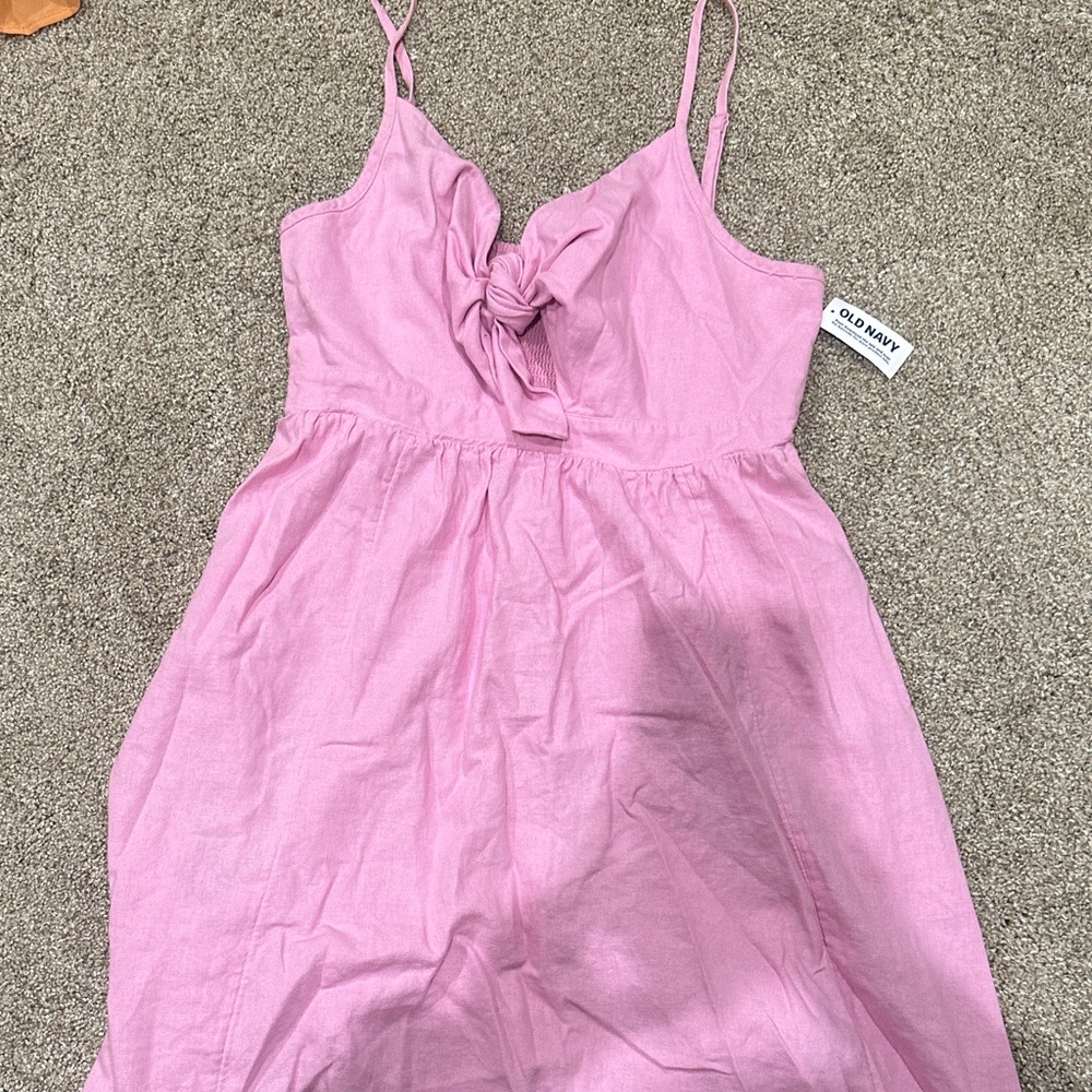 Old Navy Pink Tie-Front Spaghetti Strap Dress